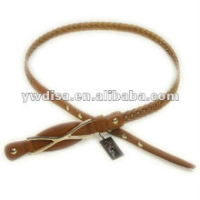 Woman's Narrow Braided Leather Belt